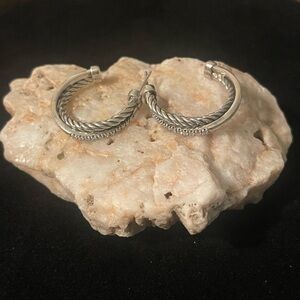 Sterling Silver 925 Diamond Hoop Earrings